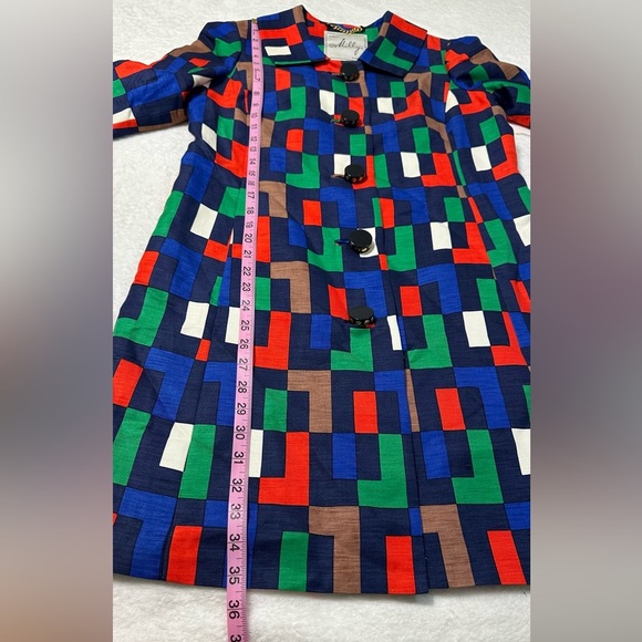 Milly of New York Silk Blend Colorful Block Pattern Trench Coat/Dress - Picture 8 of 16